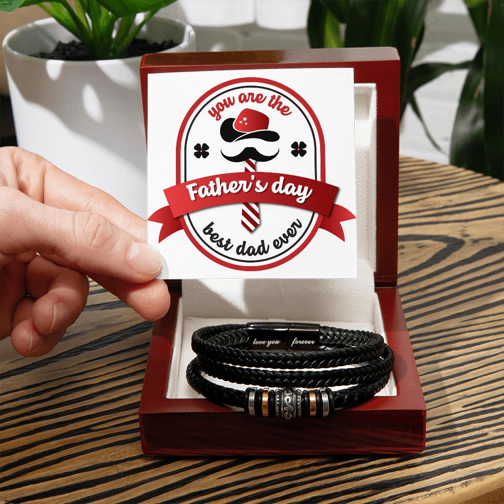 Love You Forever, Men's Leather Bracelet, Vegan, Engraved, Father, Husband, Son, Dad - YERTIZZ.COM