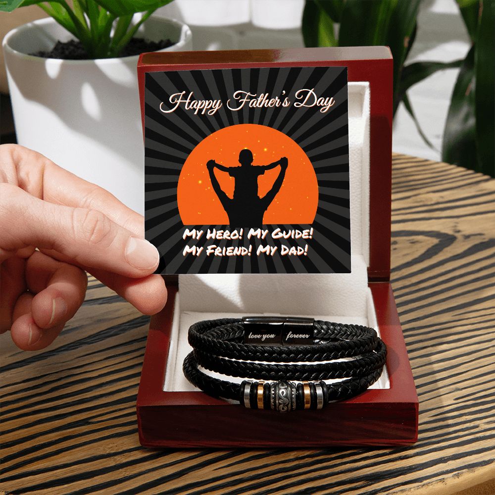 Love You Forever, Men's Engraved Vegan Leather Bracelet, Father, Husband, Son, Dad - YERTIZZ.COM