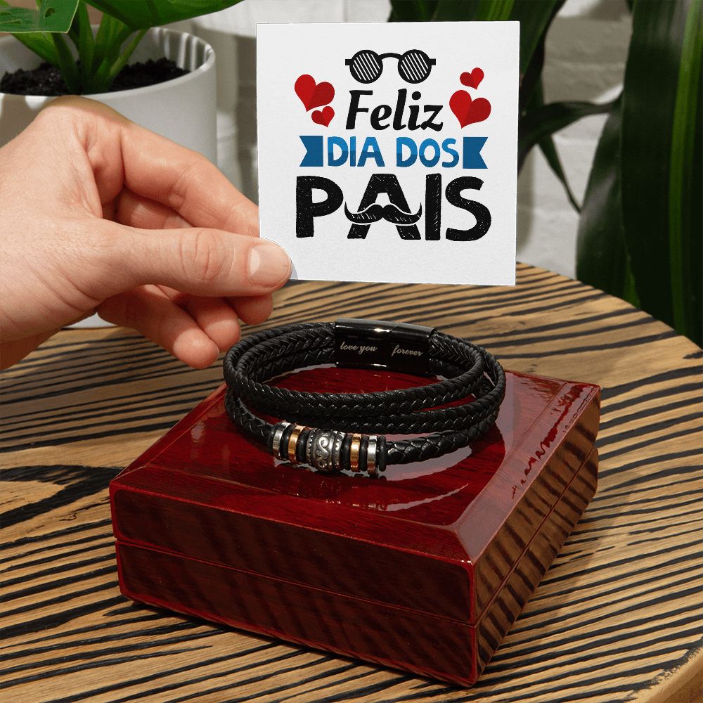 Vegan Leather Bracelet, Love You Forever Dad, Engraved - YERTIZZ.COM