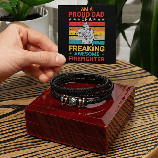 Father, Husband, Son, Dad, Men's Vegan Leather Bracelet, Love You Forever, Engraved - YERTIZZ.COM