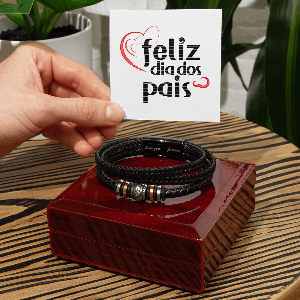 Vegan Leather Bracelet, Love You Forever Dad, Engraved - YERTIZZ.COM