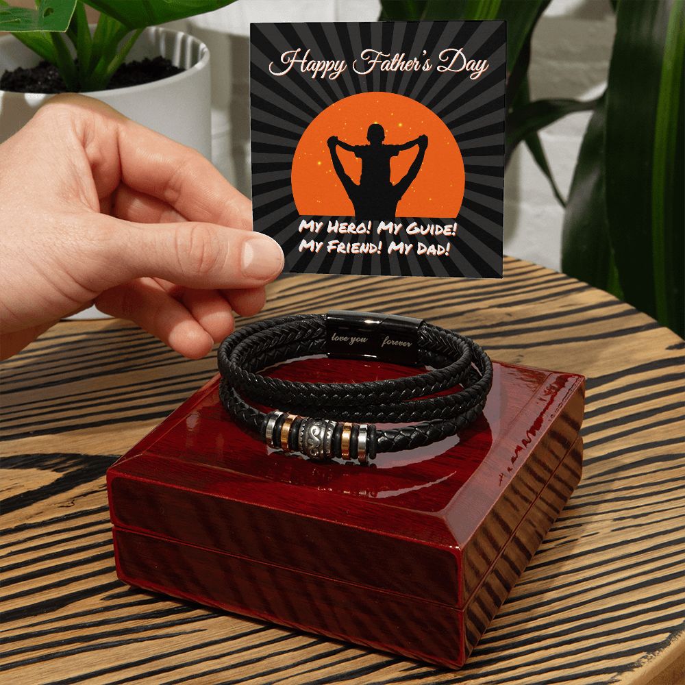 Love You Forever, Men's Engraved Vegan Leather Bracelet, Father, Husband, Son, Dad - YERTIZZ.COM