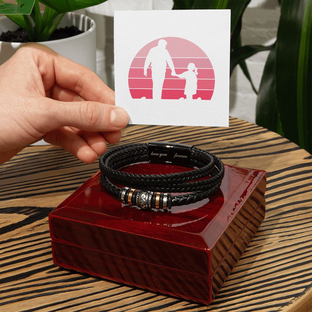 For Father, Vegan Leather Bracelet, Love You Forever Dad, Engraved - YERTIZZ.COM