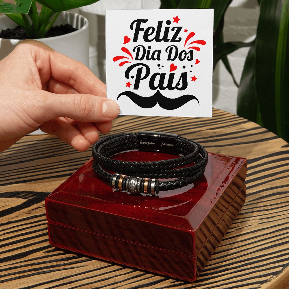 Vegan Leather Bracelet, Love You Forever Dad, Engraved - YERTIZZ.COM