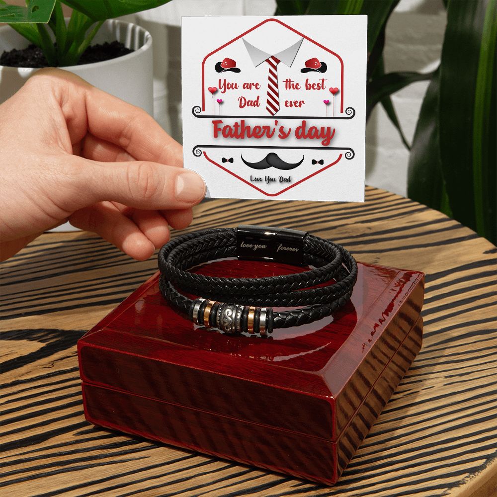 Vegan Leather Bracelet, Love You Forever Dad, Engraved - YERTIZZ.COM