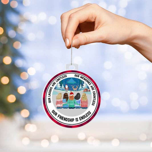 Acrylic Christmas Ornament, Children Sat With Santa - YERTIZZ.COM