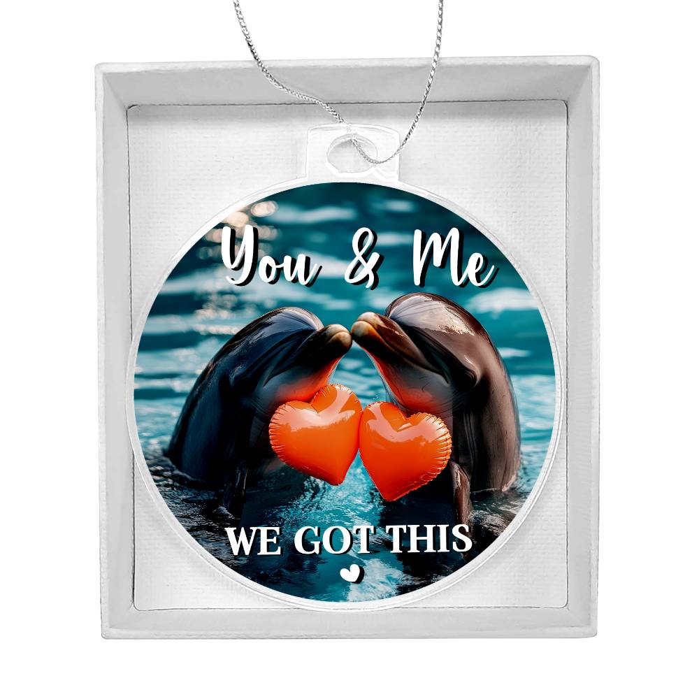 Dolphin Couple Sunset Acrylic Ornament - Christmas Ornament - Christmas Gift