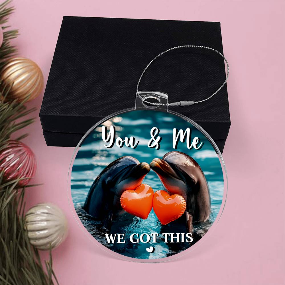 Dolphin Couple Sunset Acrylic Ornament - Christmas Ornament - Christmas Gift