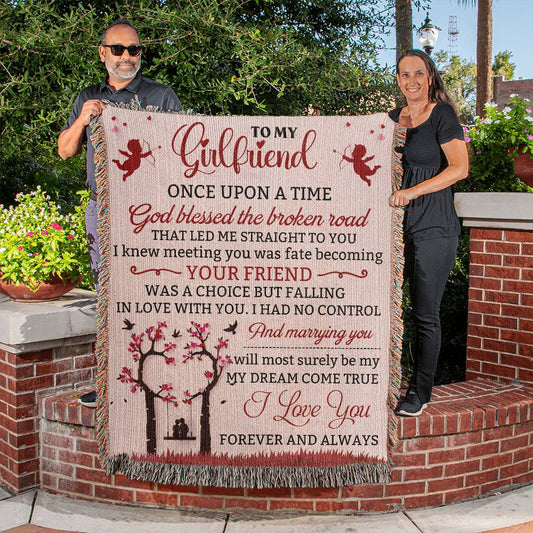 Heirloom Woven Blanket-Portrait, To My Girlfriend, I Love You - YERTIZZ.COM