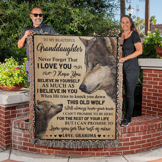 Heirloom Woven Blanket, To My Beautiful Granddaughter, Never Forget - YERTIZZ.COM