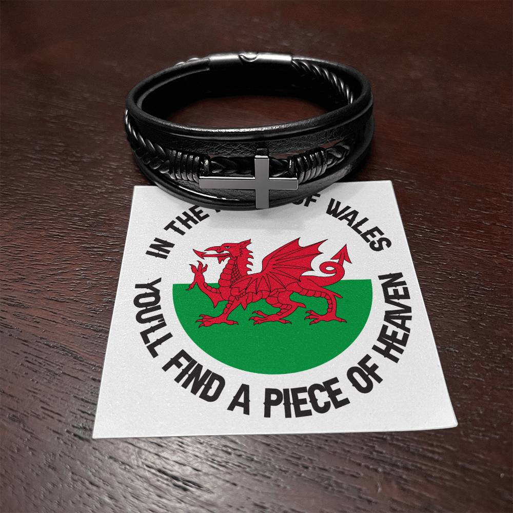 Men's Cross Bracelet, In The Heart Of Wales, Welsh Gifts - YERTIZZ.COM