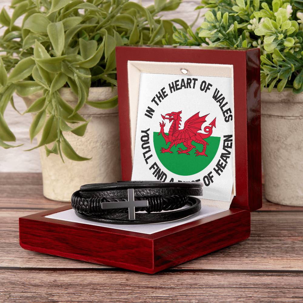 Men's Cross Bracelet, In The Heart Of Wales, Welsh Gifts - YERTIZZ.COM