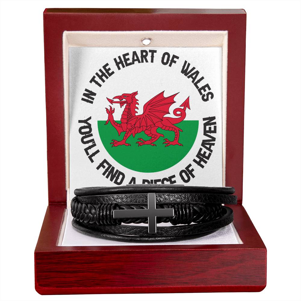Men's Cross Bracelet, In The Heart Of Wales, Welsh Gifts - YERTIZZ.COM