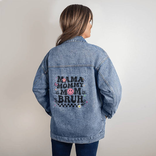 Oversized Women's DTG Denim Jacket, Mam, Mammy, Mommy, Mom, Wife, Mothers Day - YERTIZZ.COM