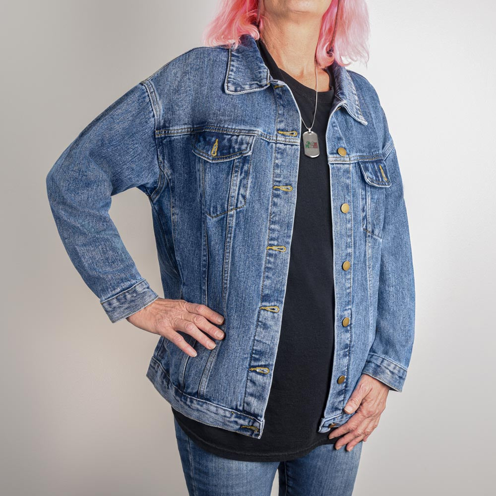 Oversized Women's DTG Denim Jacket, Mam, Mammy, Mommy, Mom, Wife, Mothers Day - YERTIZZ.COM