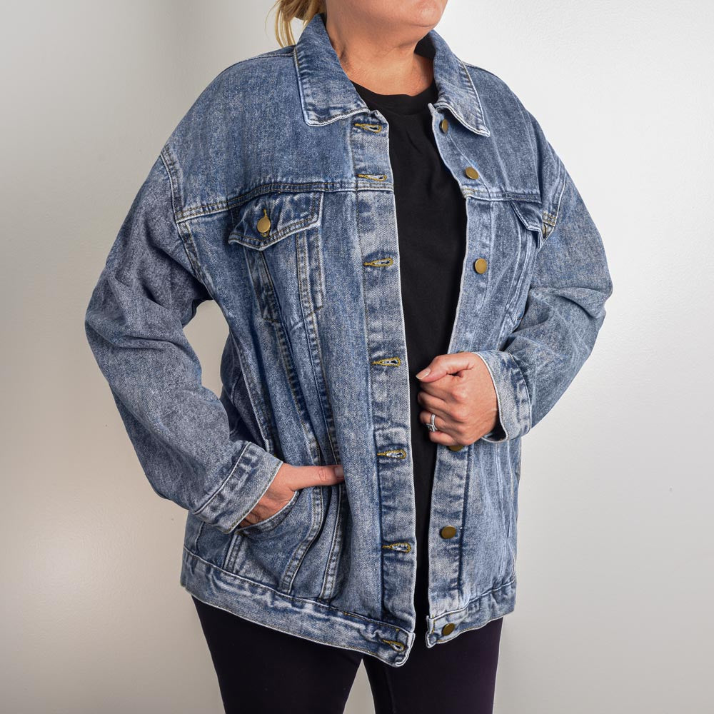Oversized Women's DTG Denim Jacket, Mam, Mammy, Mommy, Mom, Wife, Mothers Day - YERTIZZ.COM