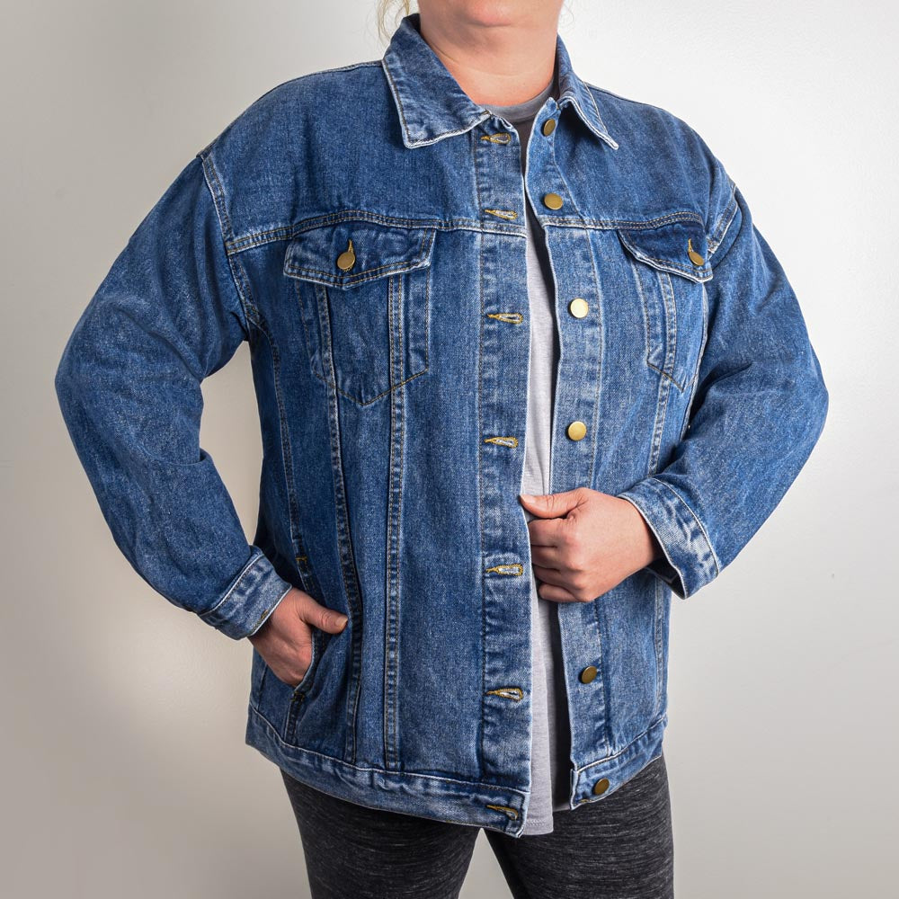 Oversized Women's DTG Denim Jacket, Mam, Mammy, Mommy, Mom, Wife, Mothers Day - YERTIZZ.COM
