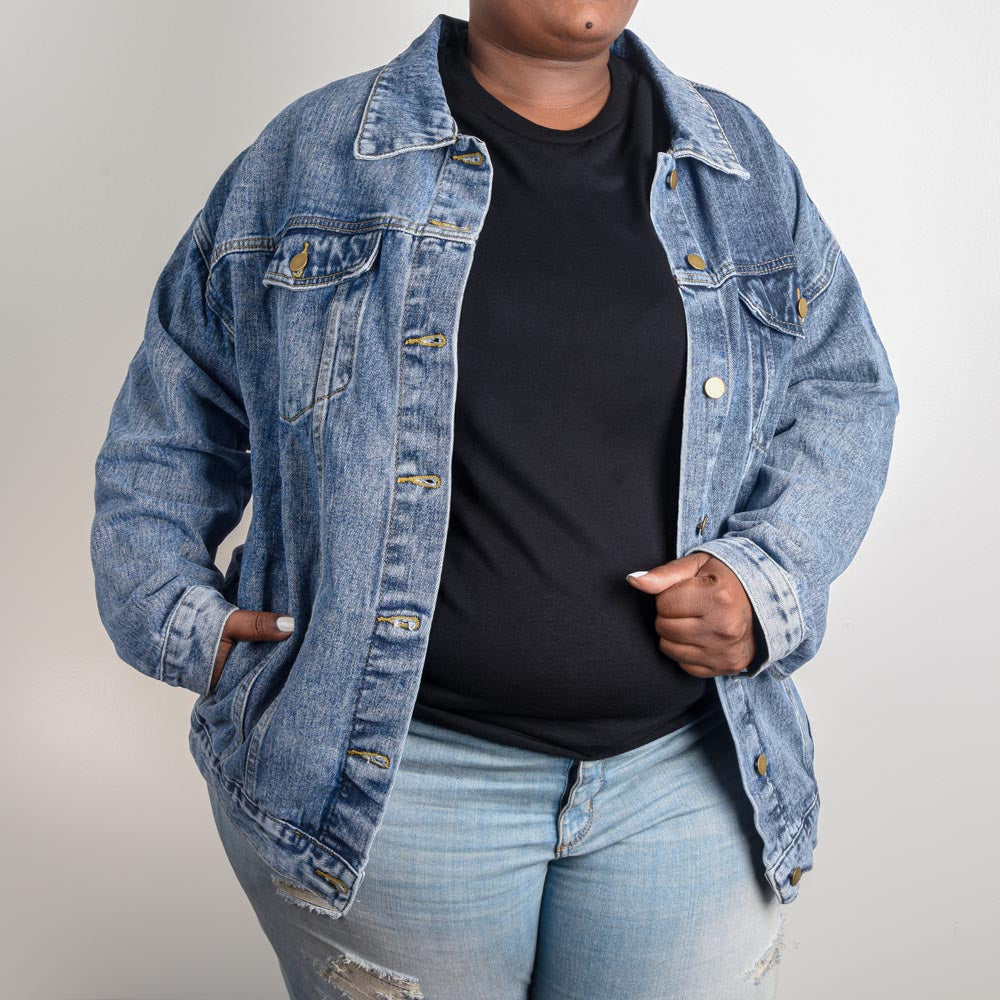 Oversized Women's DTG Denim Jacket, Mam, Mammy, Mommy, Mom, Wife, Mothers Day - YERTIZZ.COM