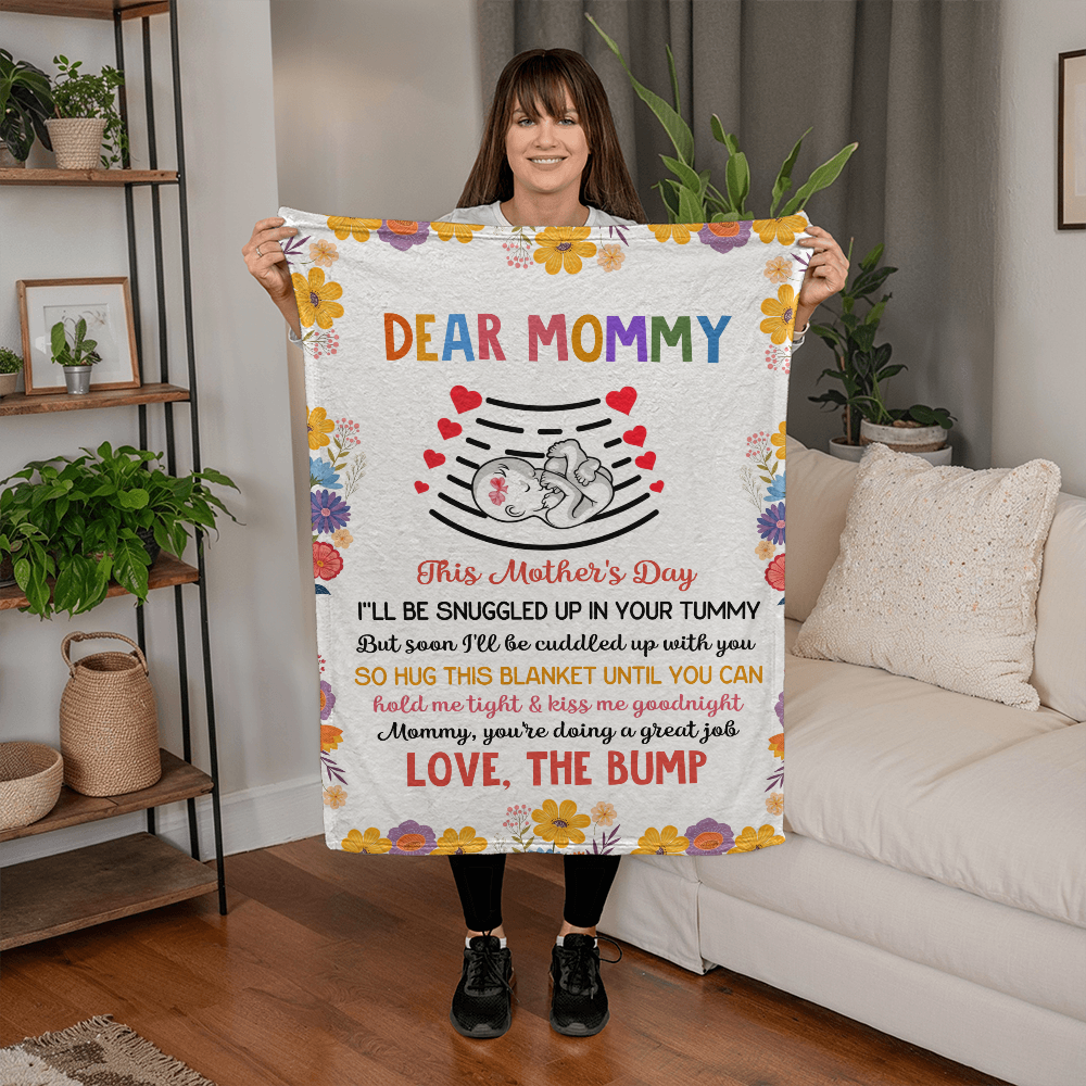 Dear Mommy Fleece Blanket – Cozy Mother's Day Gift from Baby Bump