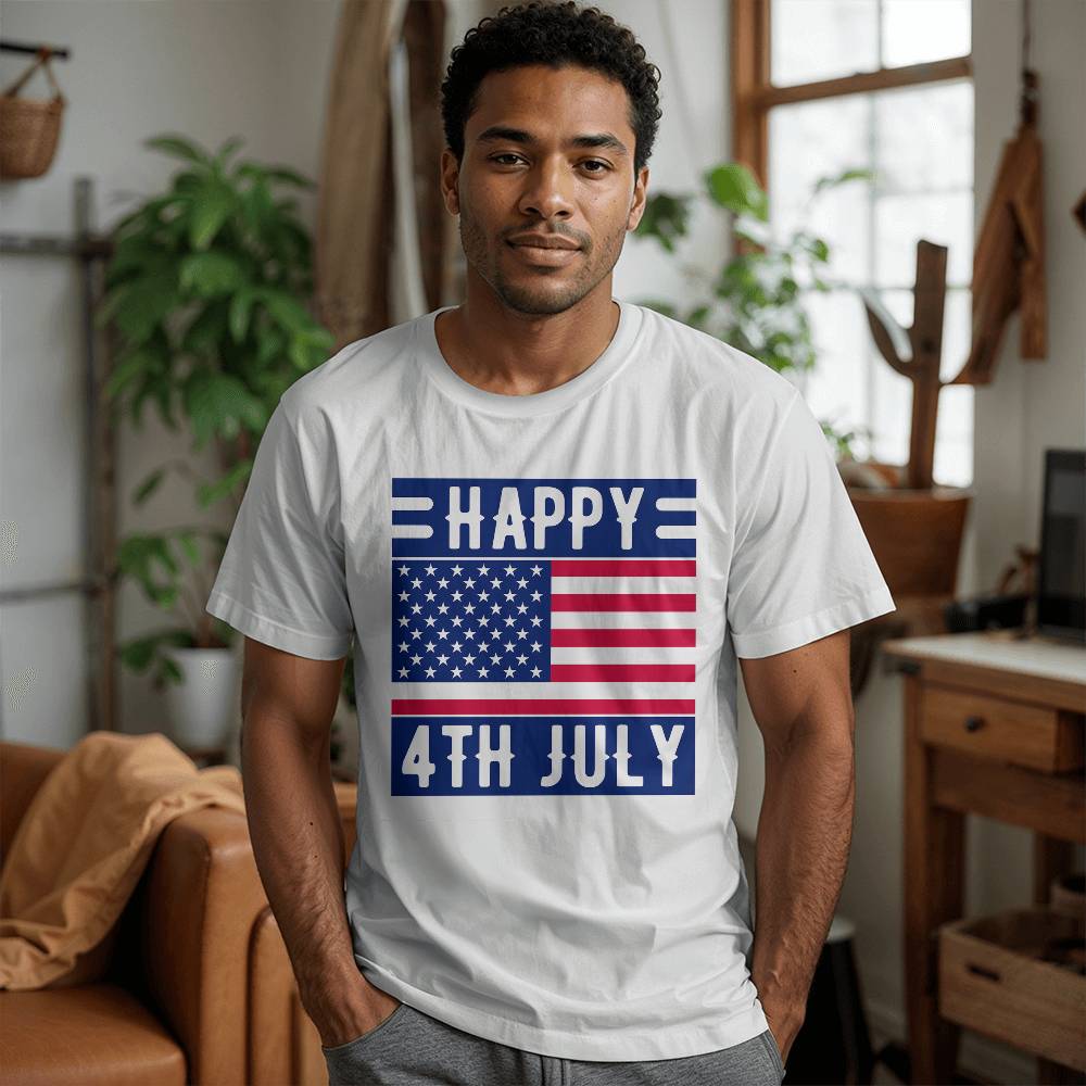 Happy 4th July-Bella + Canvas 3001 Unisex-Jersey Tee Front Print - YERTIZZ.COM