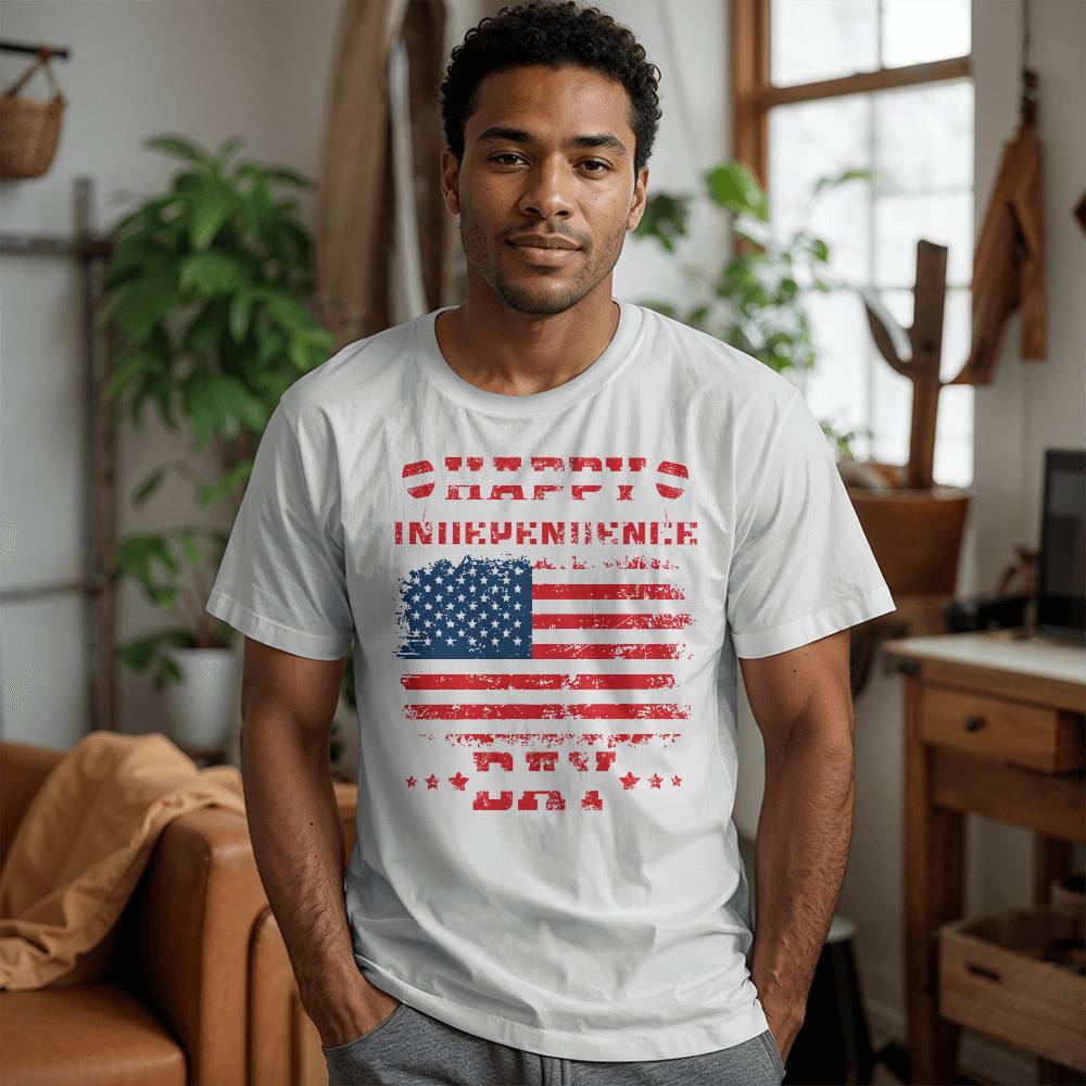 Happy Independence-Bella + Canvas 3001 Unisex-Jersey Tee Front Print - YERTIZZ.COM