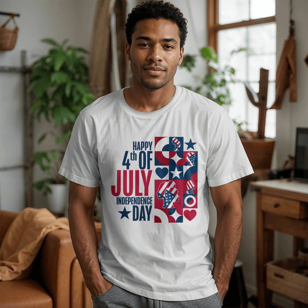 Happy Independence Day-Bella + Canvas 3001 Unisex-Jersey Tee Front Print - YERTIZZ.COM