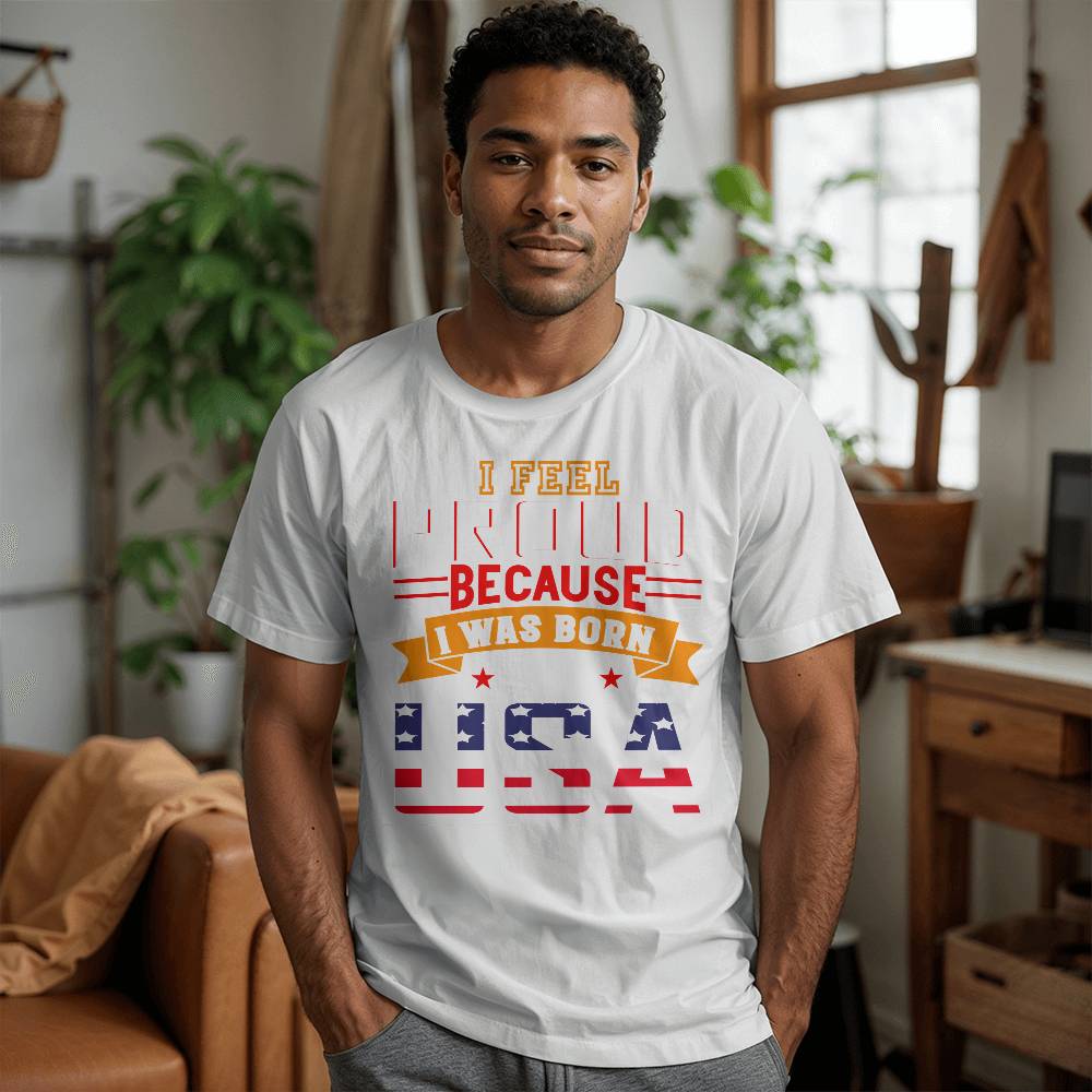 I Was Born USA-Bella + Canvas 3001 Unisex-Jersey Tee Front Print - YERTIZZ.COM