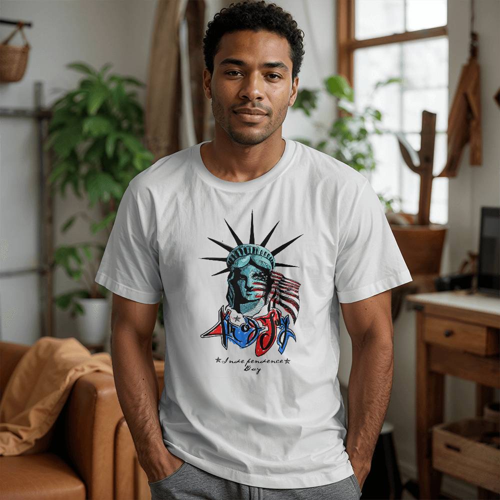 Lady Liberty Independence-Bella + Canvas 3001 Unisex-Jersey Tee Front Print - YERTIZZ.COM