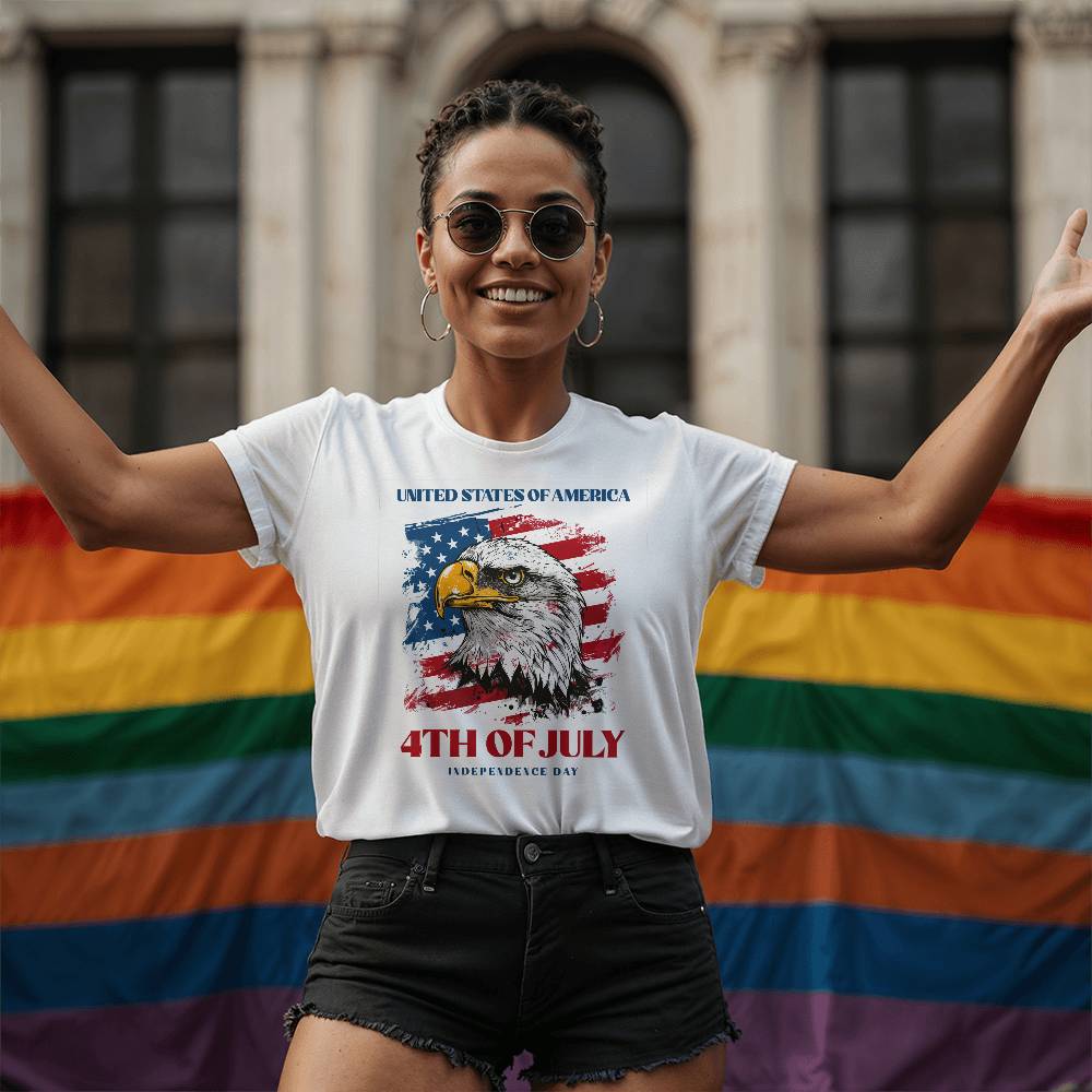 4th July Eagle-Bella + Canvas 3001 Unisex-Jersey Tee Front Print - YERTIZZ.COM