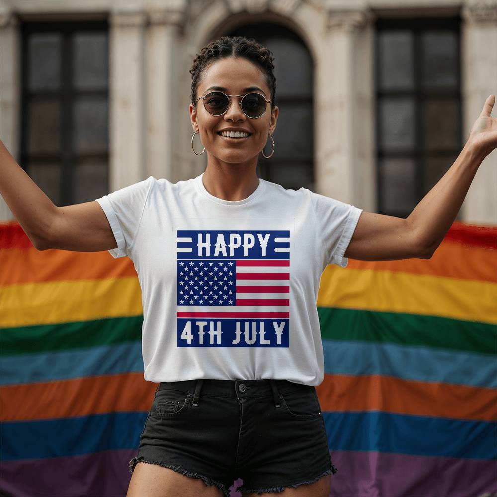 Happy 4th July-Bella + Canvas 3001 Unisex-Jersey Tee Front Print - YERTIZZ.COM