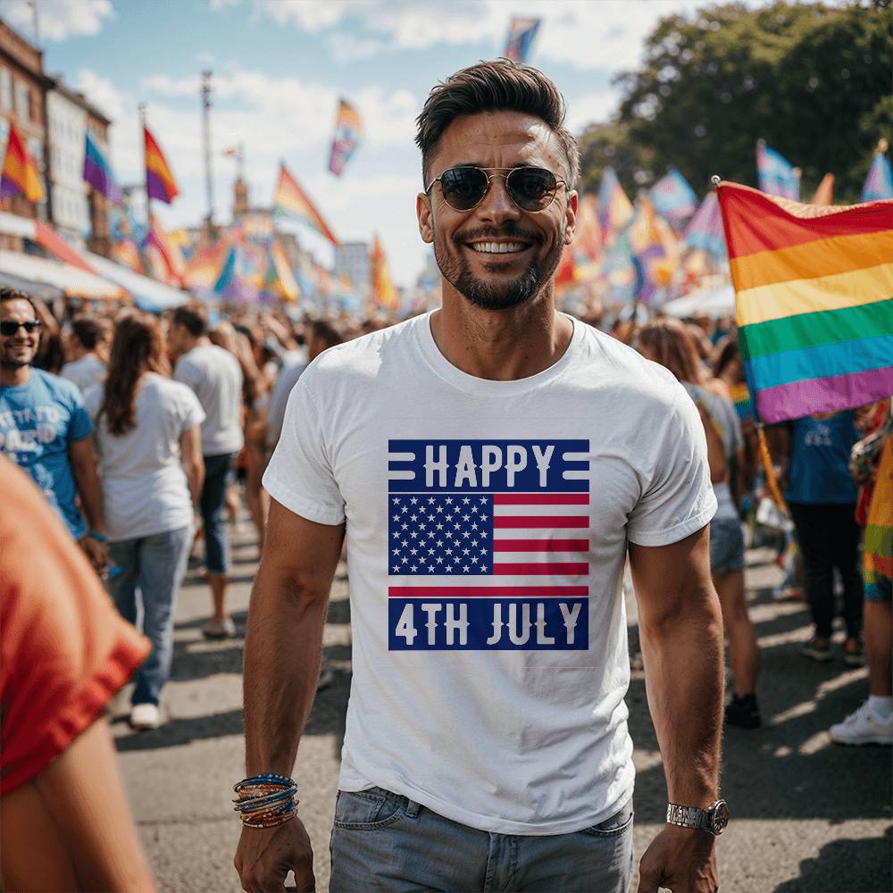 Happy 4th July-Bella + Canvas 3001 Unisex-Jersey Tee Front Print - YERTIZZ.COM