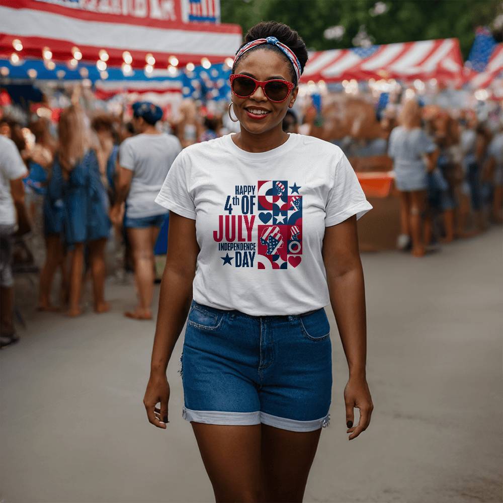 Happy Independence Day-Bella + Canvas 3001 Unisex-Jersey Tee Front Print - YERTIZZ.COM