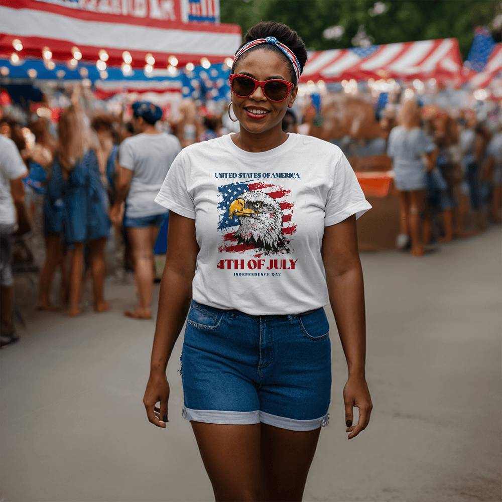4th July Eagle-Bella + Canvas 3001 Unisex-Jersey Tee Front Print - YERTIZZ.COM