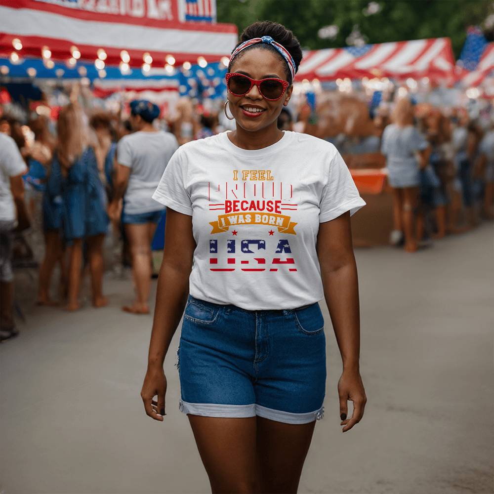 I Was Born USA-Bella + Canvas 3001 Unisex-Jersey Tee Front Print - YERTIZZ.COM