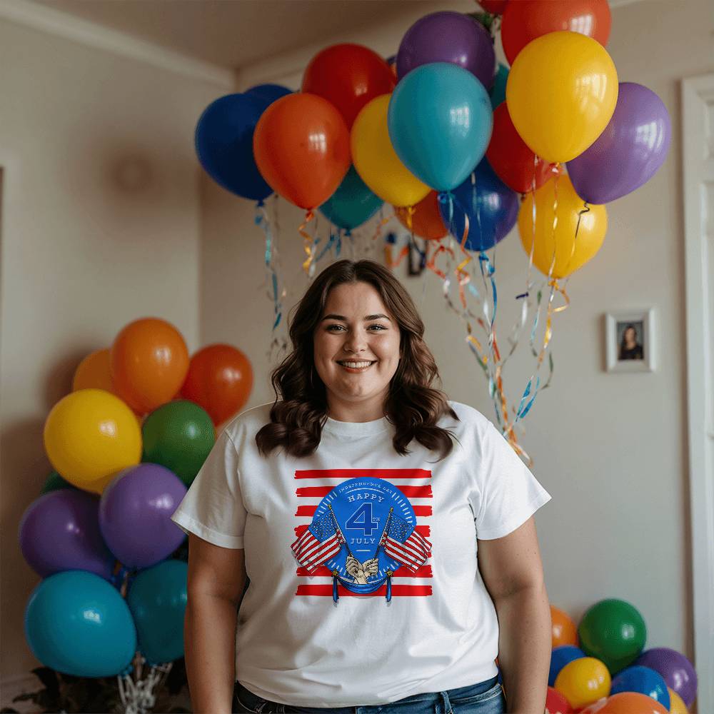 Happy Independence Twin Flags-Bella + Canvas 3001 Unisex-Jersey Tee Front Print - YERTIZZ.COM
