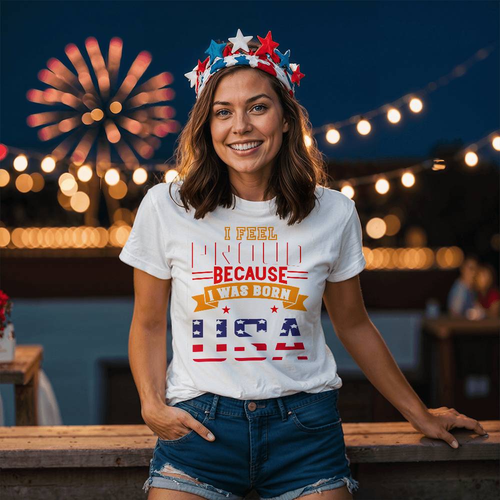 I Was Born USA-Bella + Canvas 3001 Unisex-Jersey Tee Front Print - YERTIZZ.COM