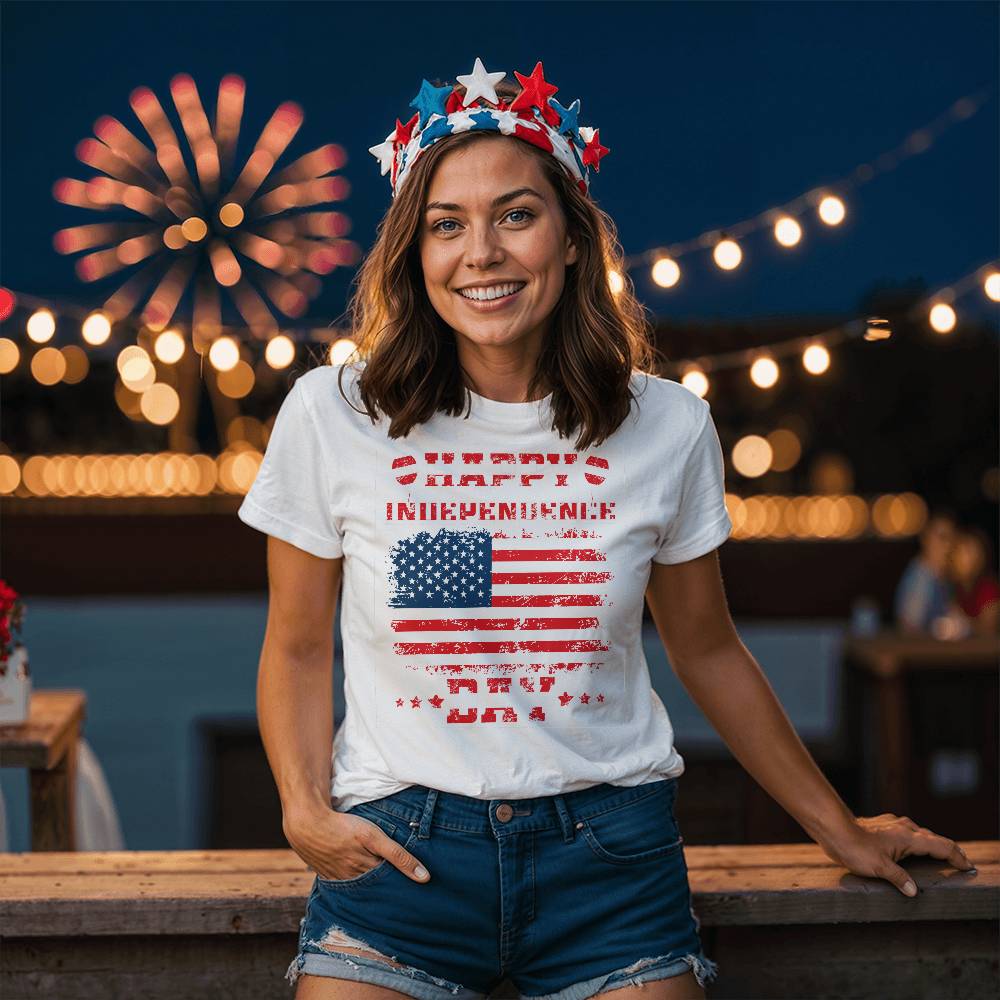Happy Independence-Bella + Canvas 3001 Unisex-Jersey Tee Front Print - YERTIZZ.COM