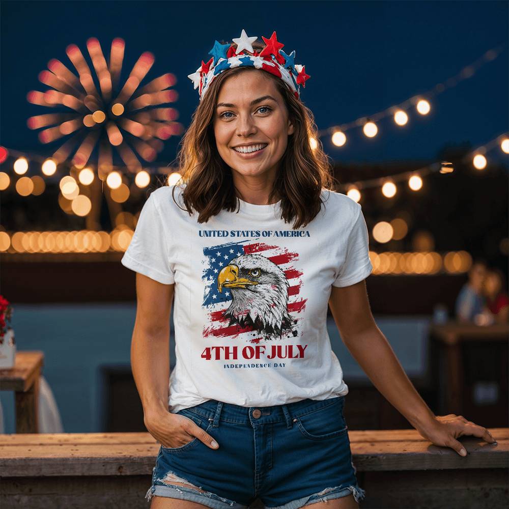 4th July Eagle-Bella + Canvas 3001 Unisex-Jersey Tee Front Print - YERTIZZ.COM