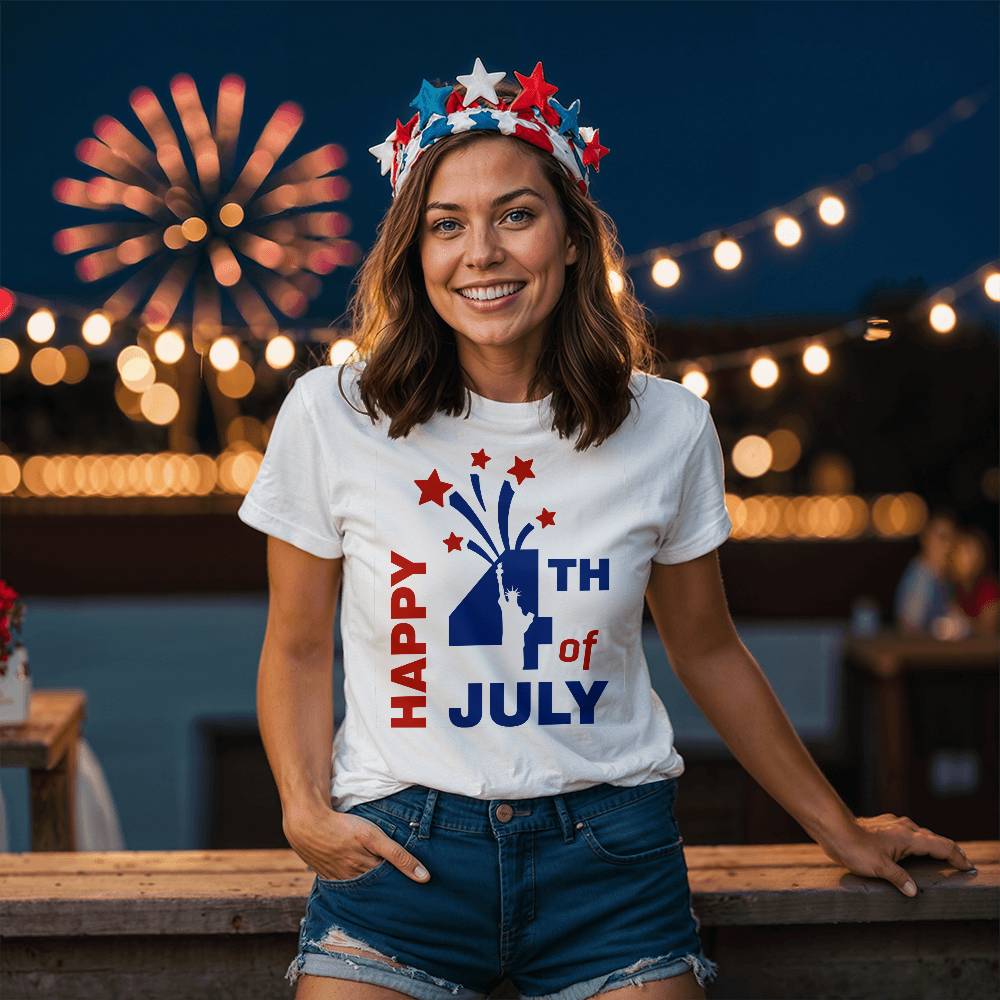 Happy 4th of July-Bella + Canvas 3001 Unisex-Jersey Tee Front Print - YERTIZZ.COM