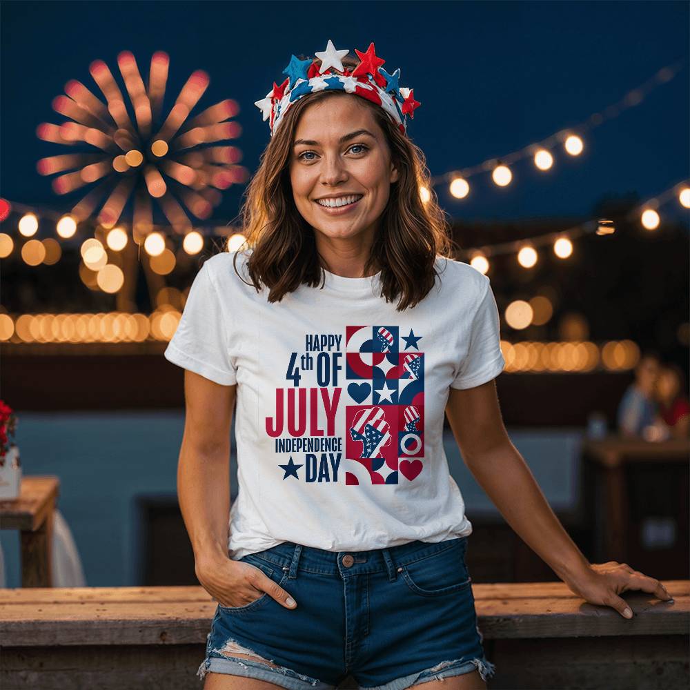 Happy Independence Day-Bella + Canvas 3001 Unisex-Jersey Tee Front Print - YERTIZZ.COM