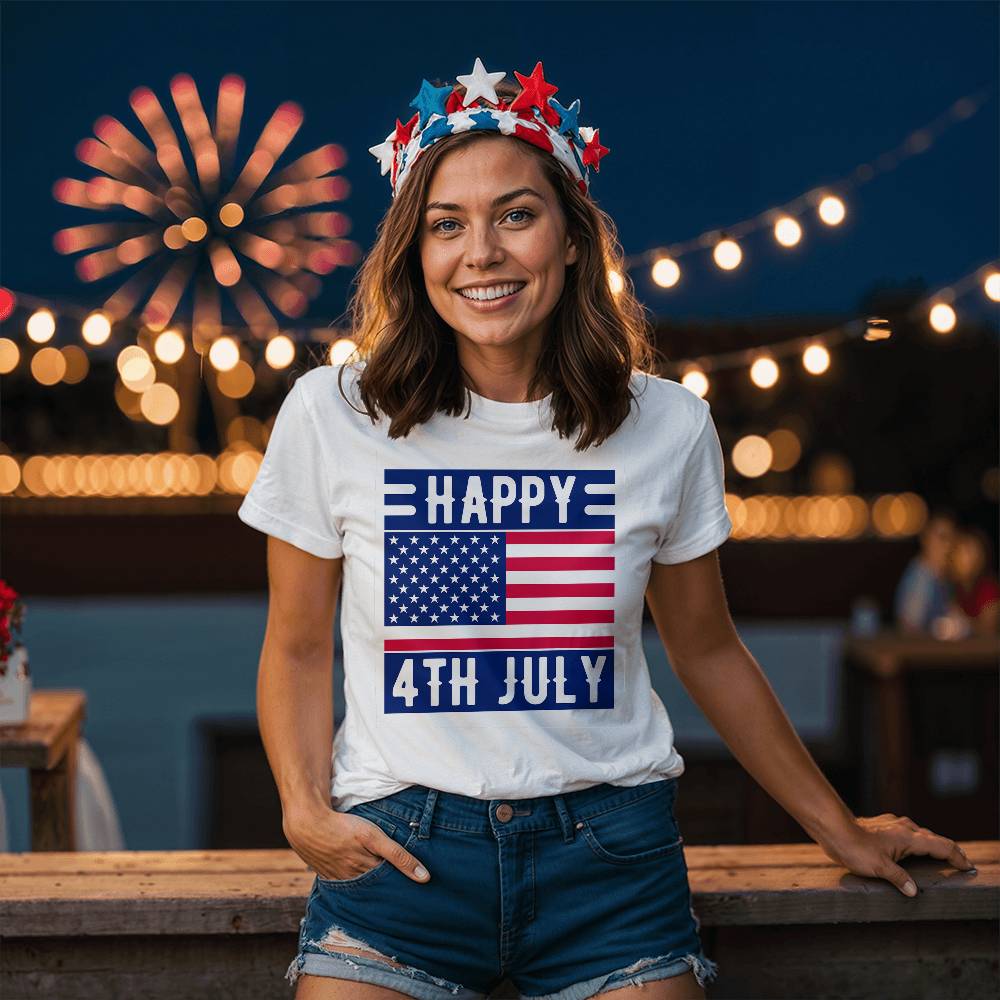 Happy 4th July-Bella + Canvas 3001 Unisex-Jersey Tee Front Print - YERTIZZ.COM