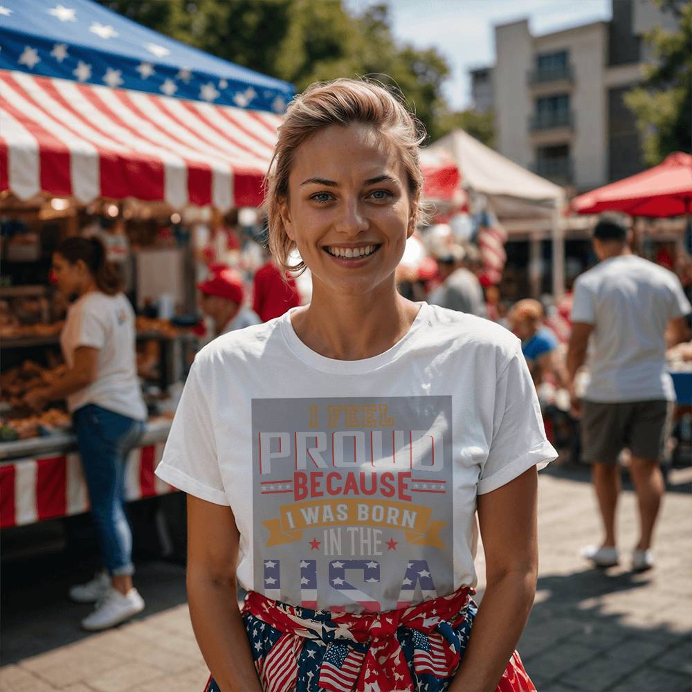 I Was Born USA-Bella + Canvas 3001 Unisex-Jersey Tee Front Print - YERTIZZ.COM