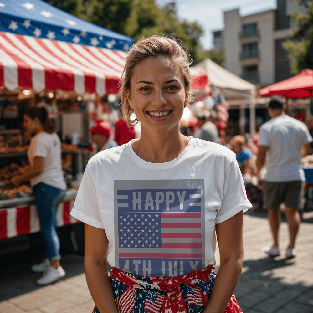 Happy 4th July-Bella + Canvas 3001 Unisex-Jersey Tee Front Print - YERTIZZ.COM