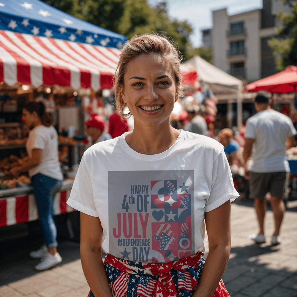 Happy Independence Day-Bella + Canvas 3001 Unisex-Jersey Tee Front Print - YERTIZZ.COM