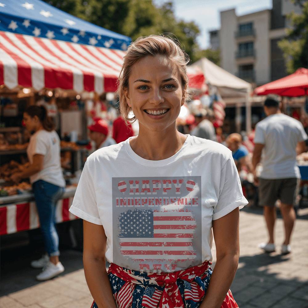 Happy Independence-Bella + Canvas 3001 Unisex-Jersey Tee Front Print - YERTIZZ.COM