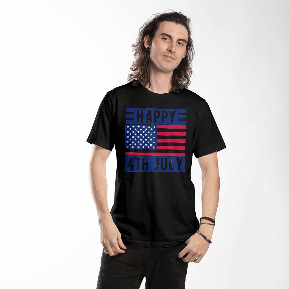 Happy 4th July-Bella + Canvas 3001 Unisex-Jersey Tee Front Print - YERTIZZ.COM