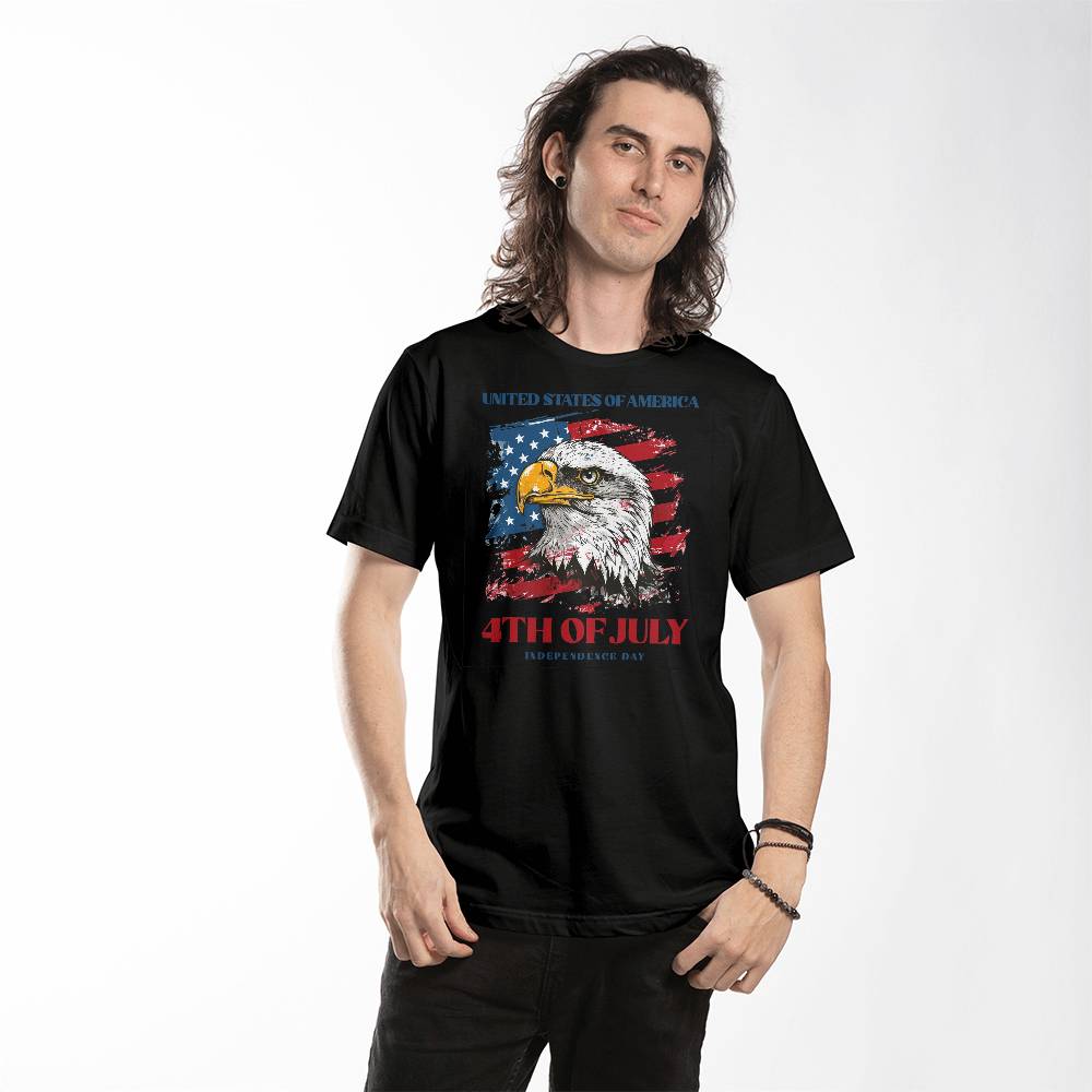 4th July Eagle-Bella + Canvas 3001 Unisex-Jersey Tee Front Print - YERTIZZ.COM