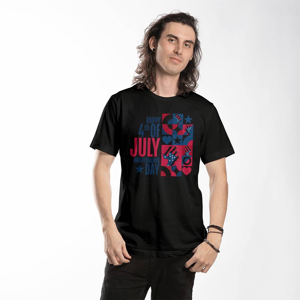 Happy Independence Day-Bella + Canvas 3001 Unisex-Jersey Tee Front Print - YERTIZZ.COM
