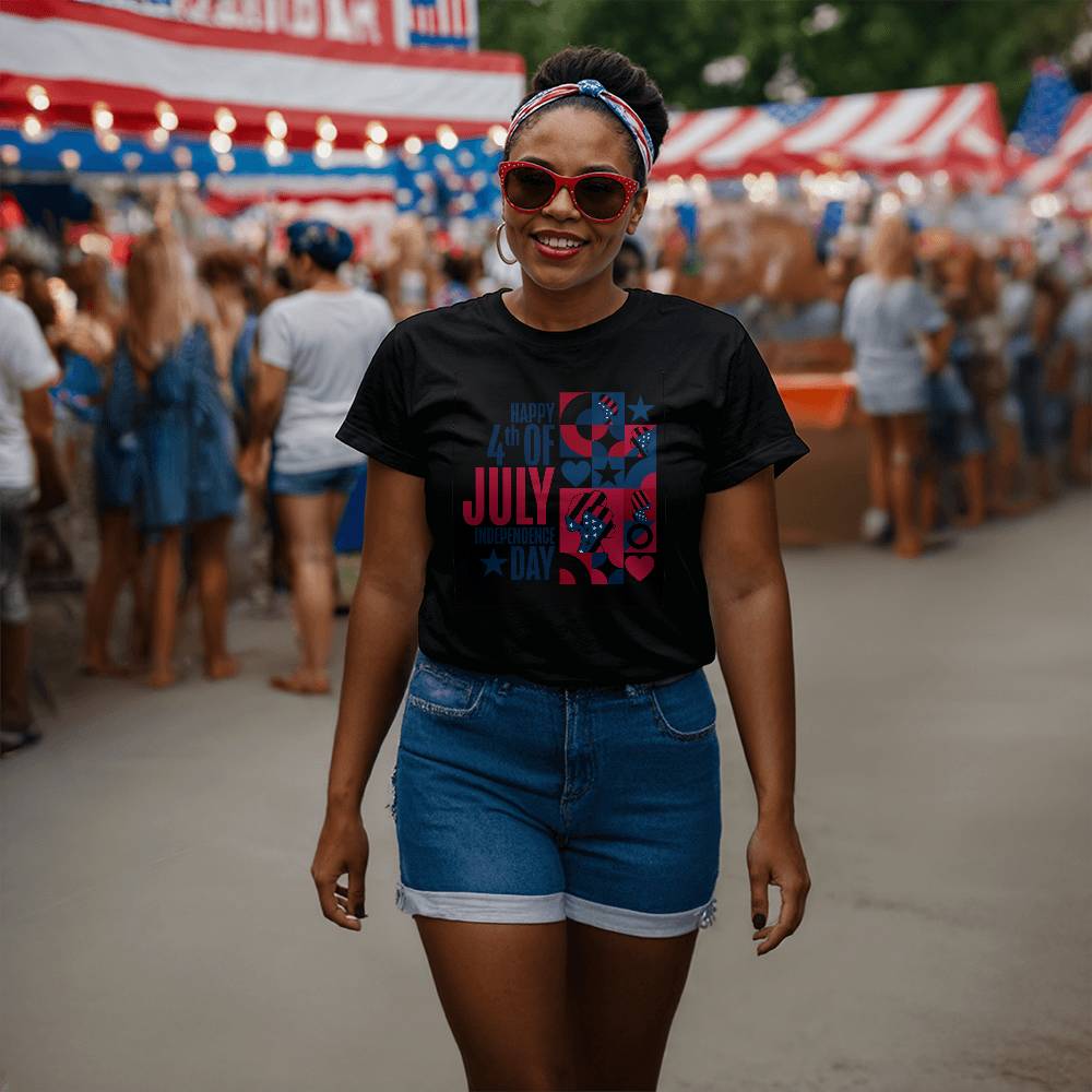 Happy Independence Day-Bella + Canvas 3001 Unisex-Jersey Tee Front Print - YERTIZZ.COM
