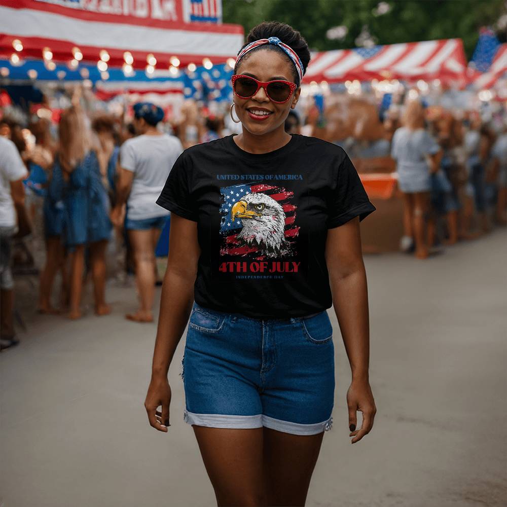 4th July Eagle-Bella + Canvas 3001 Unisex-Jersey Tee Front Print - YERTIZZ.COM